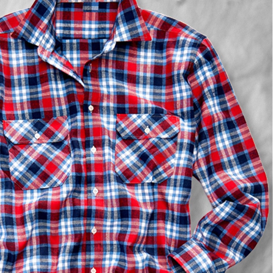 Detailed image Cotton shirt Bergen, extra long red/navy/cobalt