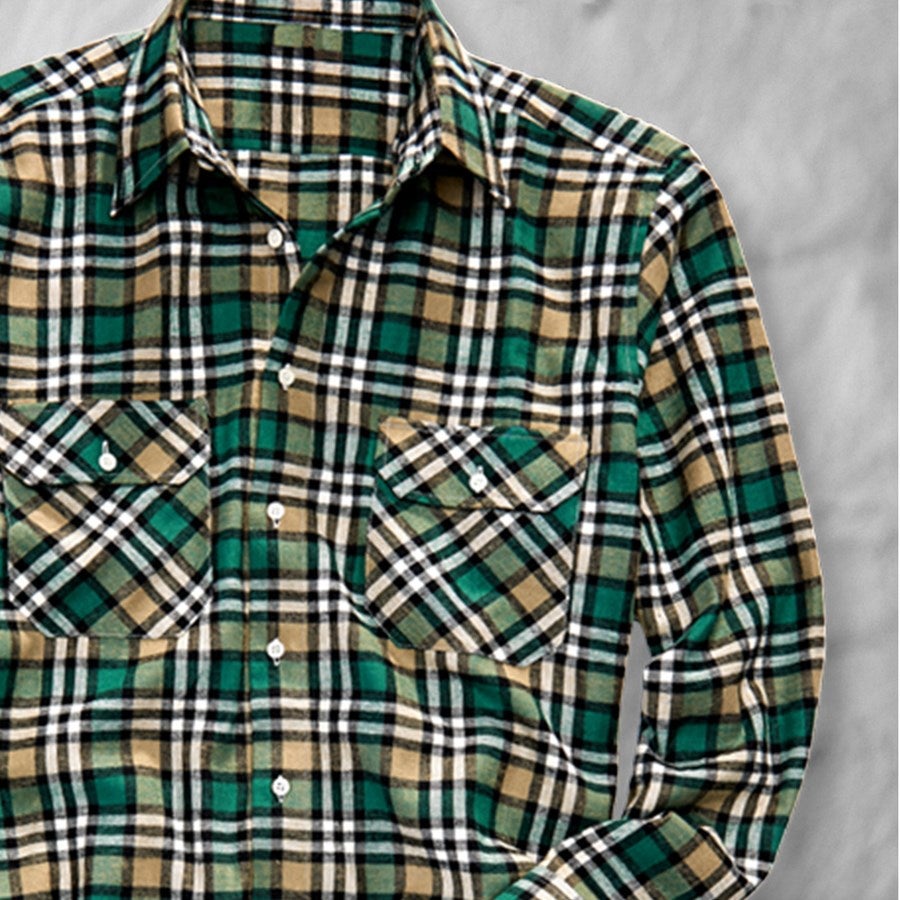 Detailed image Cotton shirt Bergen, extra long green/black/plaster