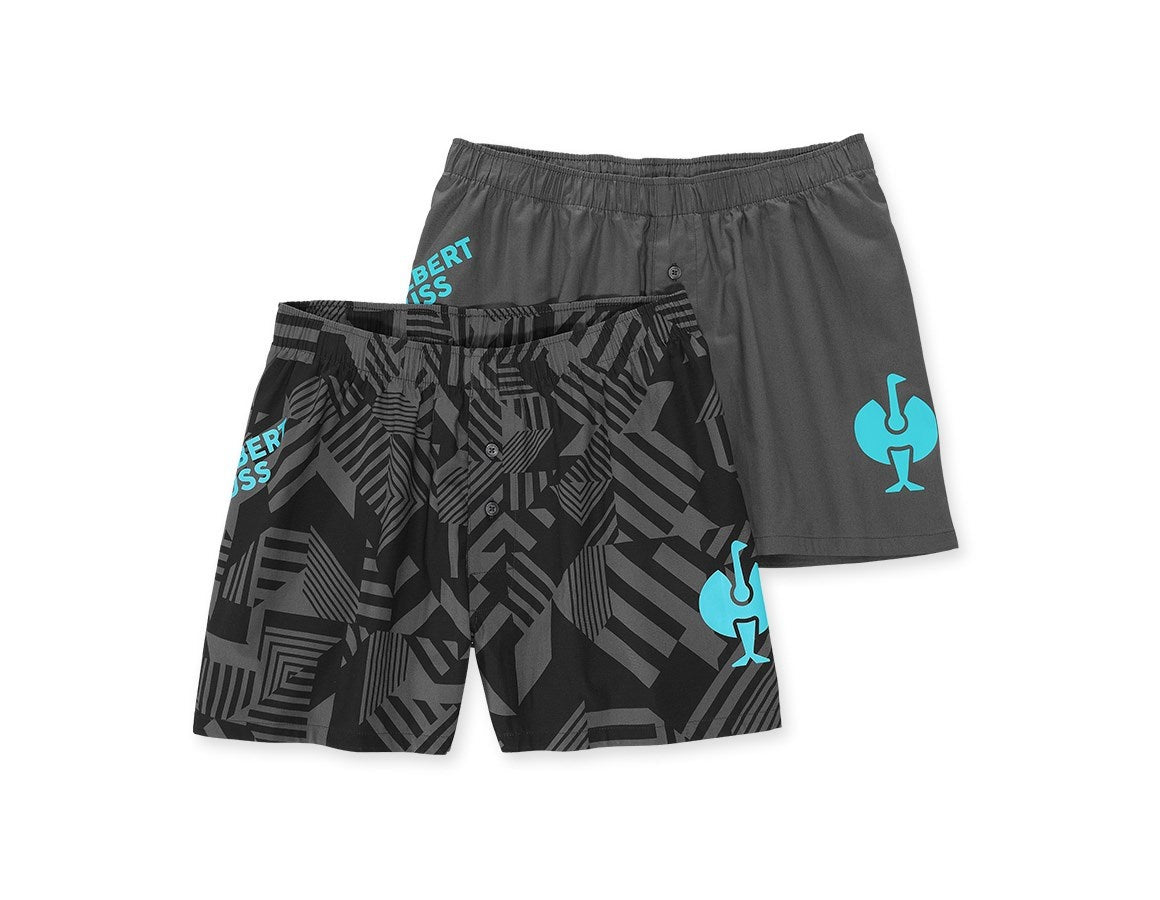 Primary image Boxer shorts cotton stretch e.s.trail, pack of 2 anthracite/lapisturquoise+black/anthracite/lapisturquoise