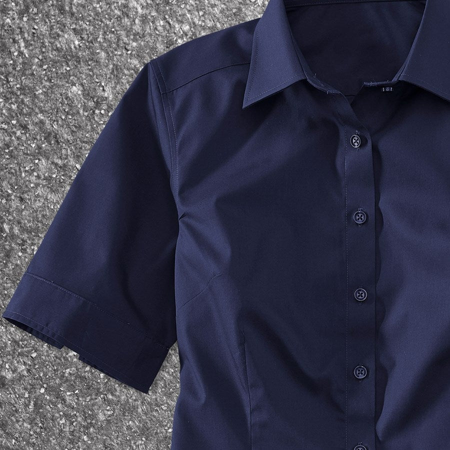 Detailed image Business blouse e.s.comfort, short sleeved navy