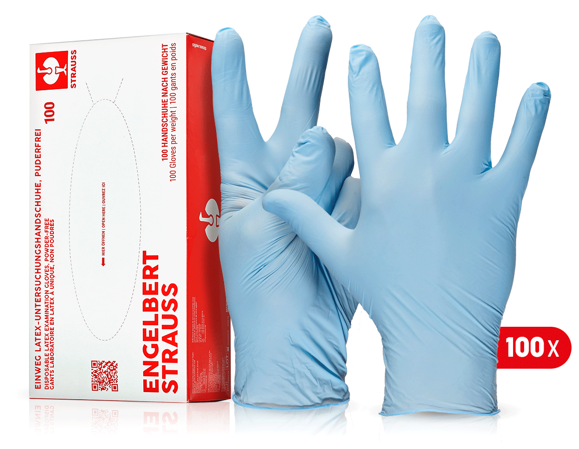 Primary image Disposable latex examination gloves, powder-free blue