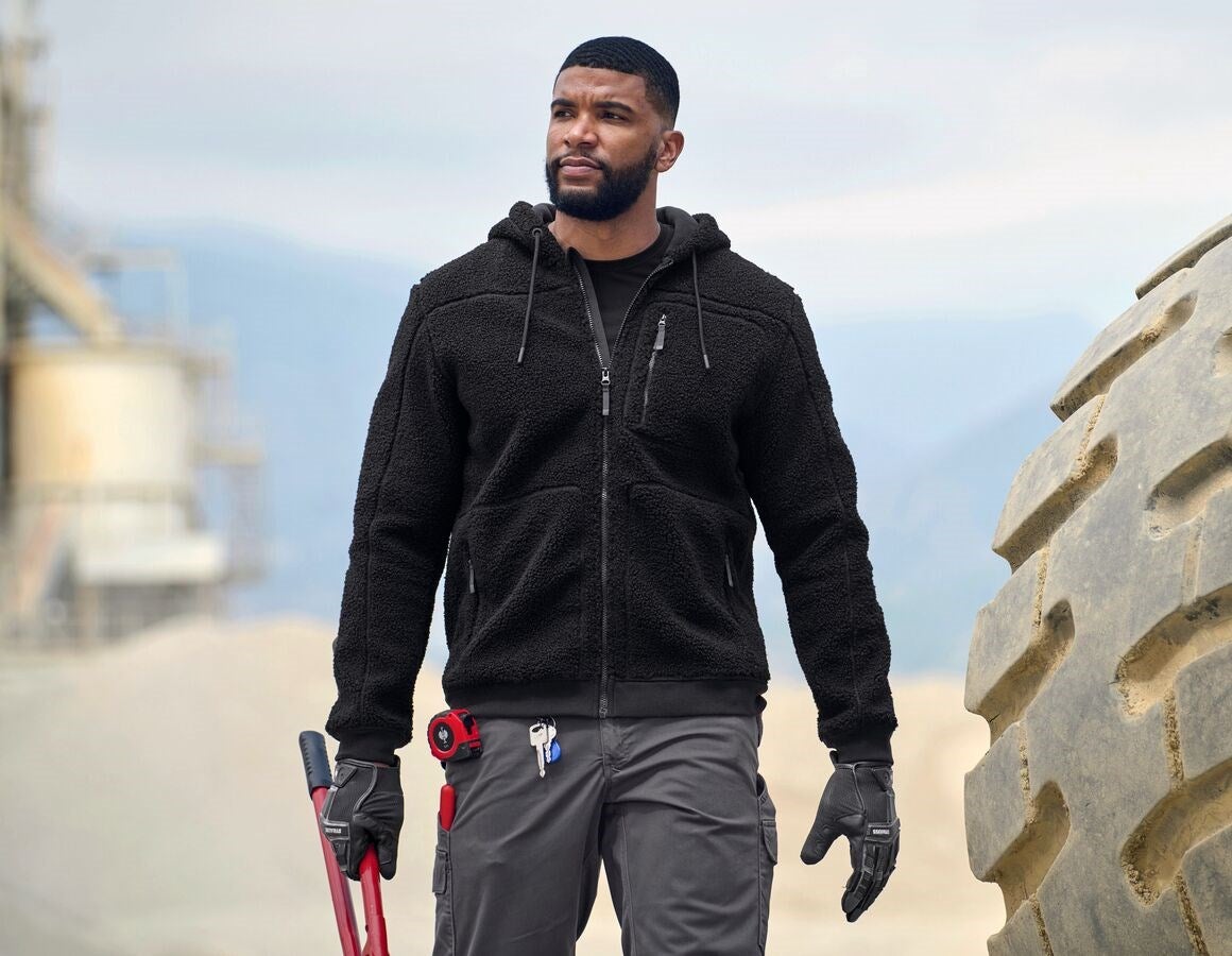 Main action image Faux fur hooded jacket e.s.e:pic black