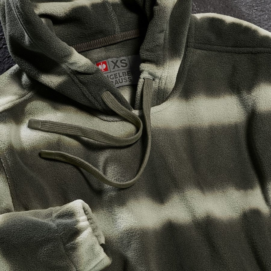 Detailed image Fleece hoody tie-dye e.s.motion ten, ladies' disguisegreen/moorgreen