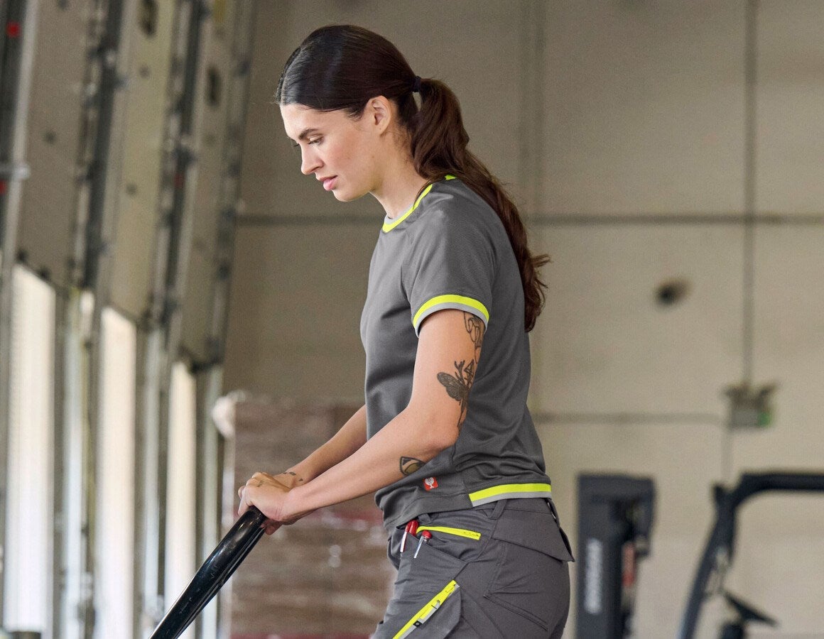 Additional image 2 Functional t-shirt e.s.ambition, ladies' anthracite/high-vis yellow