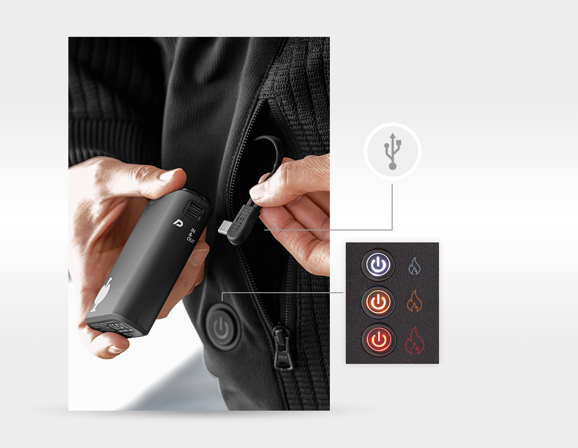 Additional image 4 Heated hybrid hooded knitted jacket e.s.trail,lad. black