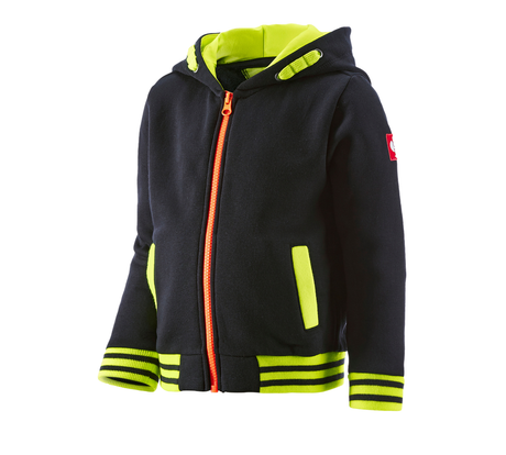 Primary image Hoody sweatjacket e.s.motion 2020, children's black/high-vis yellow/high-vis orange