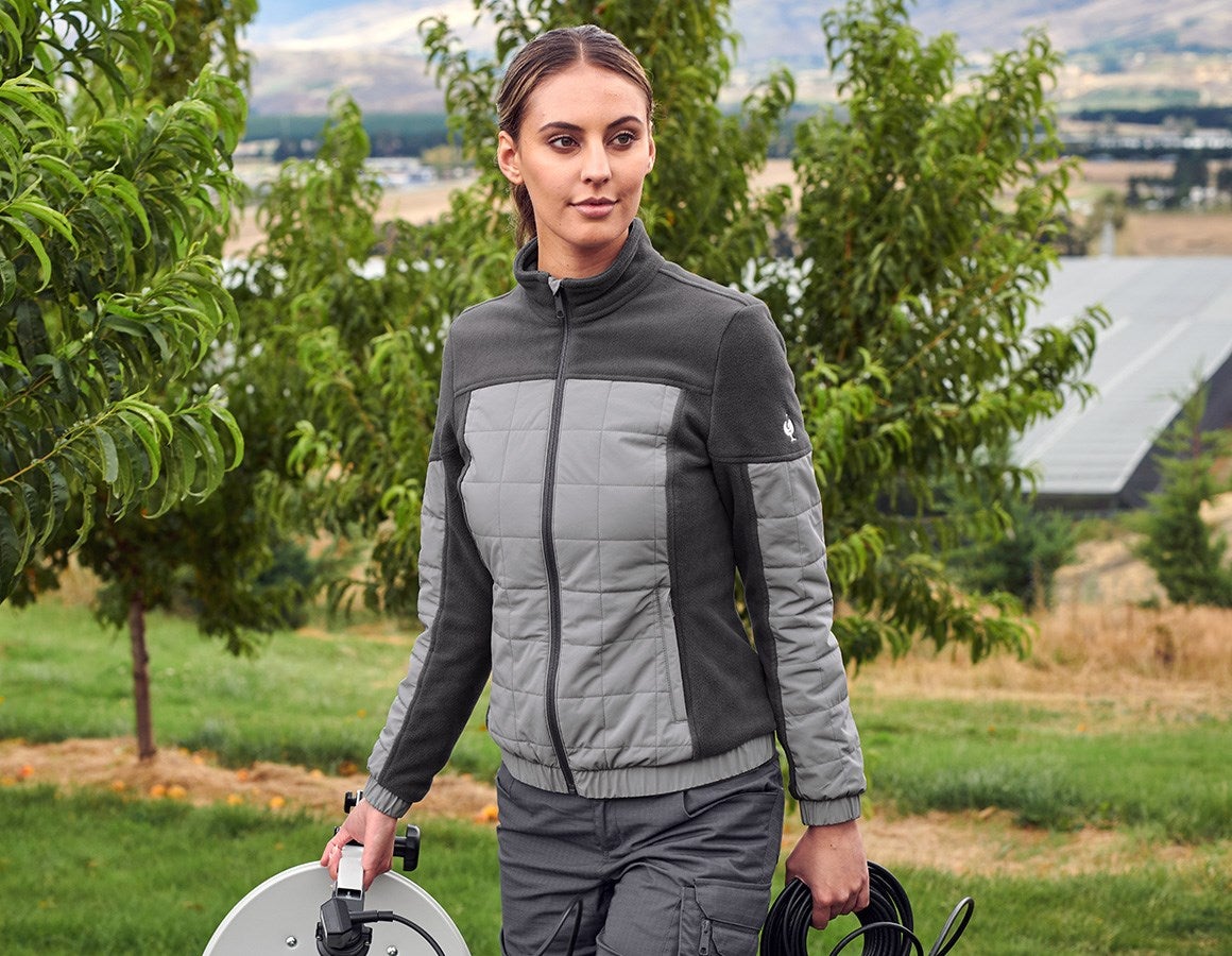 Main action image Hybrid fleece jacket e.s.concrete, ladies' anthracite/pearlgrey