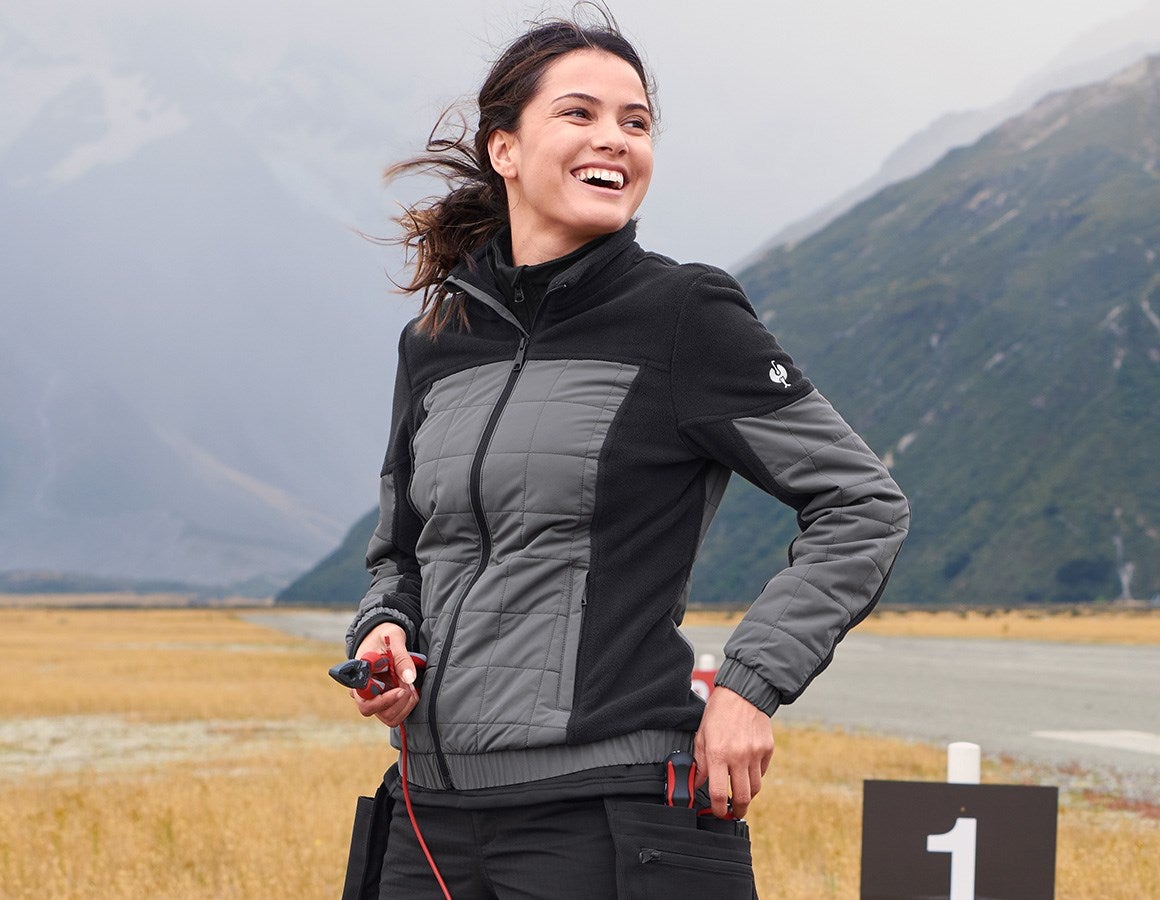 Main action image Hybrid fleece jacket e.s.concrete, ladies' black/basaltgrey