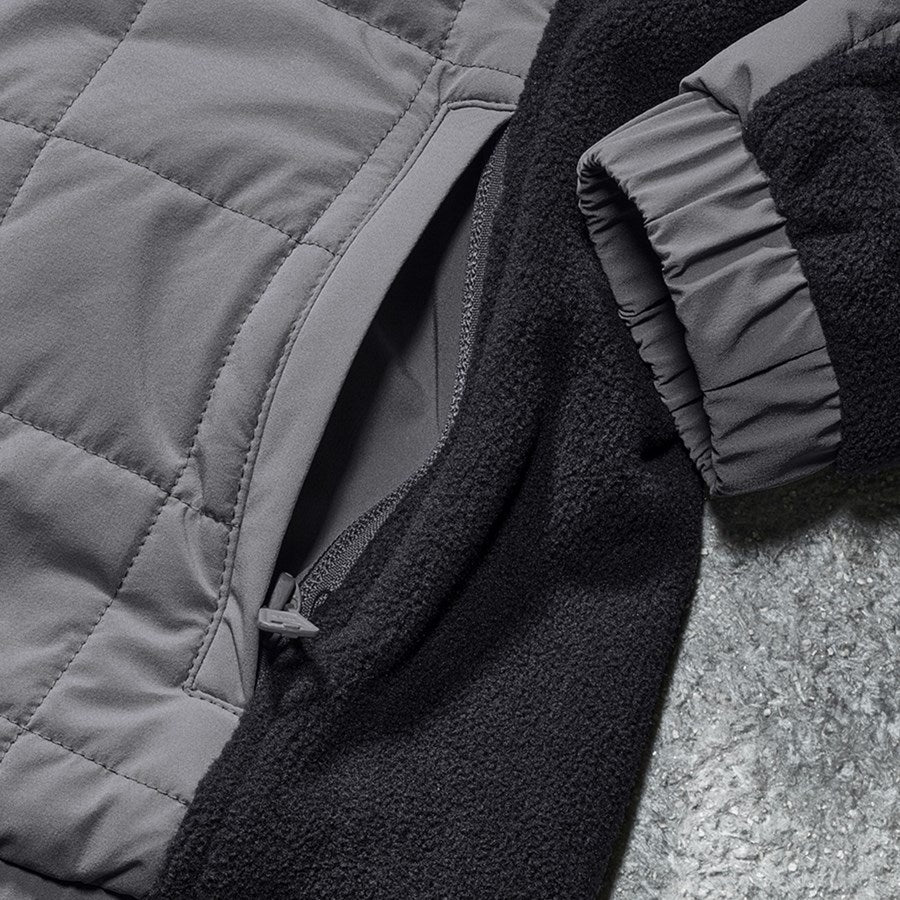 Detailed image Hybrid fleece jacket e.s.concrete, ladies' black/basaltgrey
