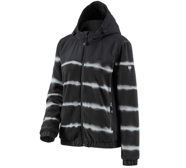 Primary image Hybr.fleece hoody jacket tie-dye e.s.motion ten,l. oxidblack/magneticgrey
