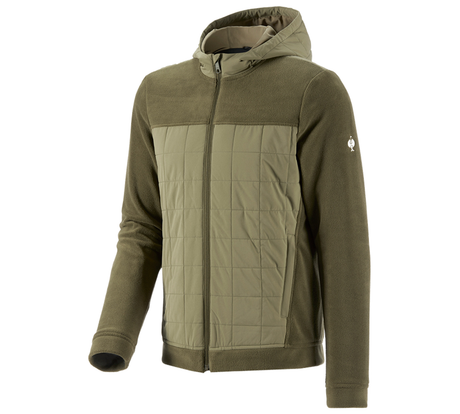 Primary image Hybrid fleece hoody jacket e.s.concrete mudgreen/stipagreen