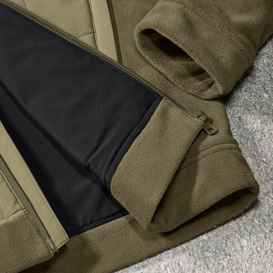 Detailed image Hybrid fleece hoody jacket e.s.concrete mudgreen/stipagreen