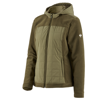 Primary image Hybrid fleece hoody jacket e.s.concrete, ladies' mudgreen/stipagreen