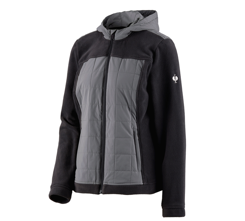 Primary image Hybrid fleece hoody jacket e.s.concrete, ladies' black/basaltgrey