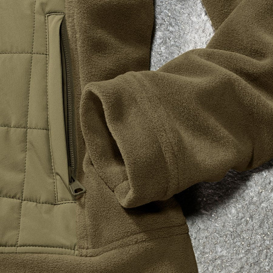 Detailed image Hybrid fleece hoody jacket e.s.concrete, ladies' mudgreen/stipagreen