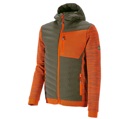 Primary image Hybrid hooded knitted jacket e.s.motion ten disguisegreen/high-vis orange melange