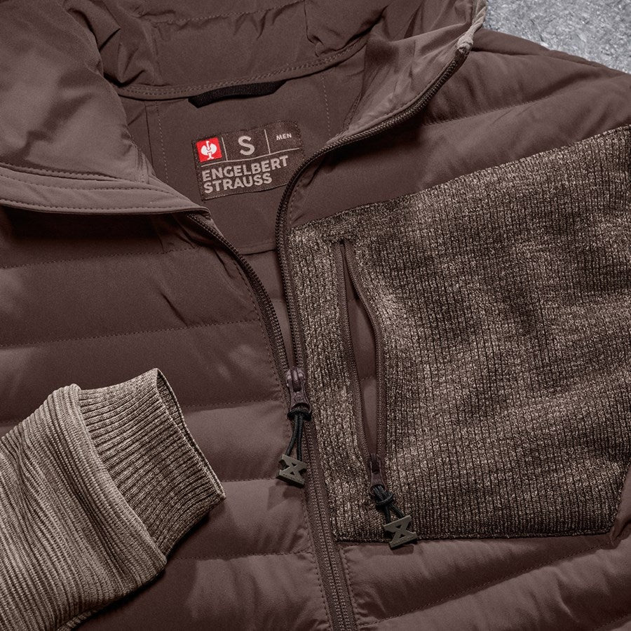 Detailed image Hybrid hooded knitted jacket e.s.motion ten chestnut melange