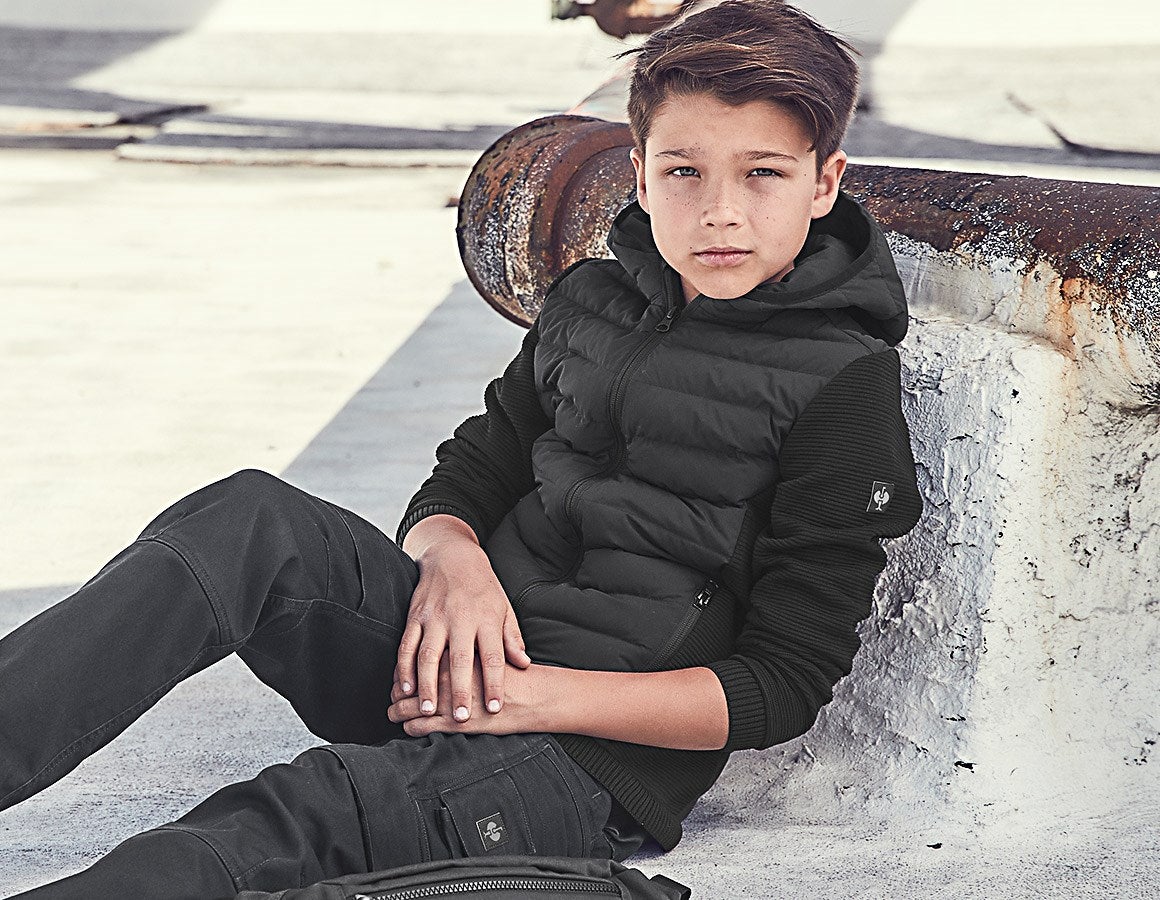 Main action image Hybrid hooded knitted jacket e.s.motion ten,child. black