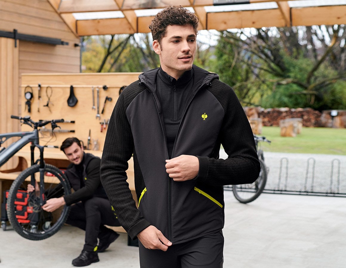Main action image Hybrid hooded knitted jacket e.s.trail black/acid yellow