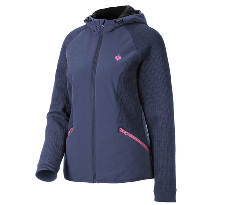 Primary image Hybrid hooded knitted jacket e.s.trail, ladies' deepblue/tarapink