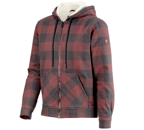 Primary image Check-hooded jacket e.s.iconic oxidred/carbongrey