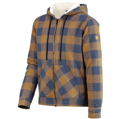 Primary image Check-hooded jacket e.s.iconic almondbrown/oxidblue