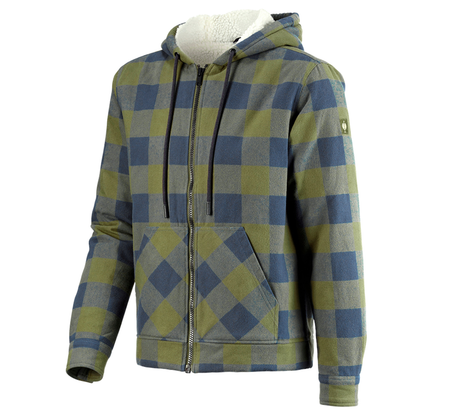 Primary image Check-hooded jacket e.s.iconic mountaingreen/oxidblue