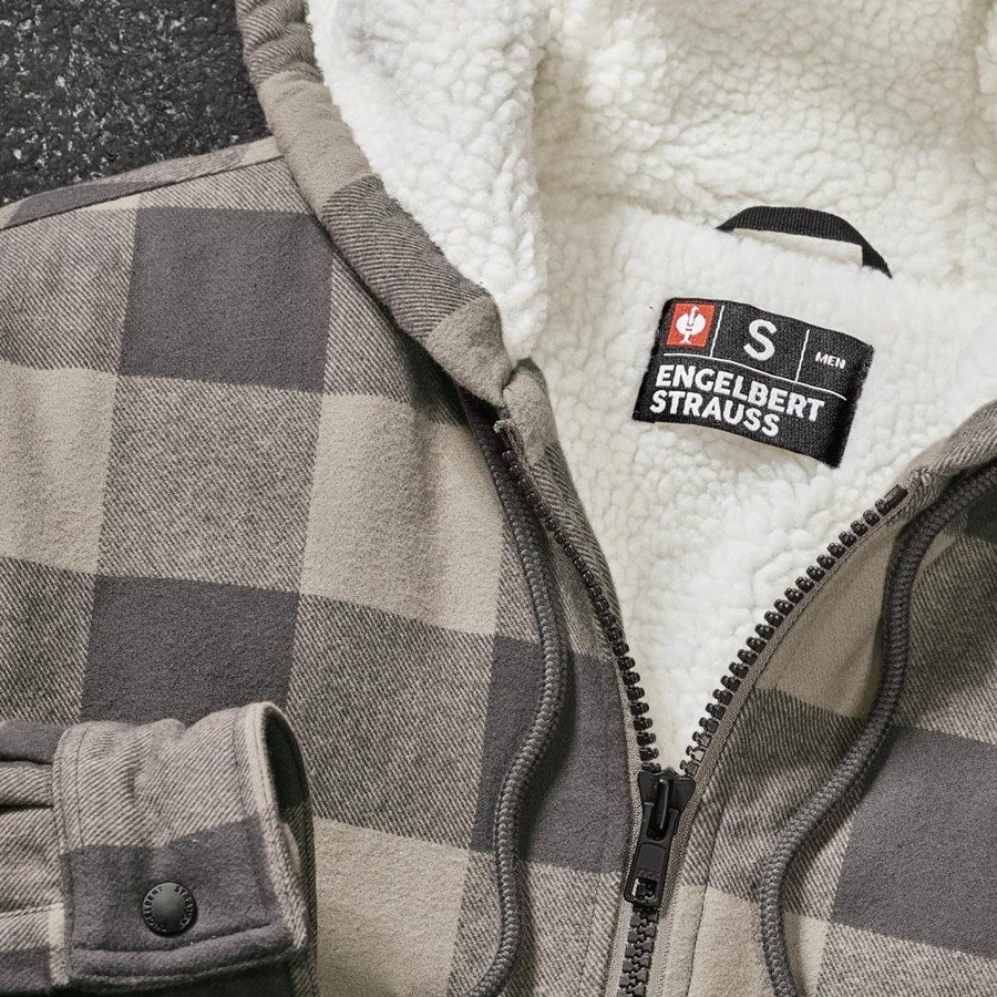Detailed image Check-hooded jacket e.s.iconic dolphingrey/carbongrey