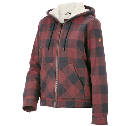 Primary image Check-hooded jacket e.s.iconic, ladies' oxidred/carbongrey