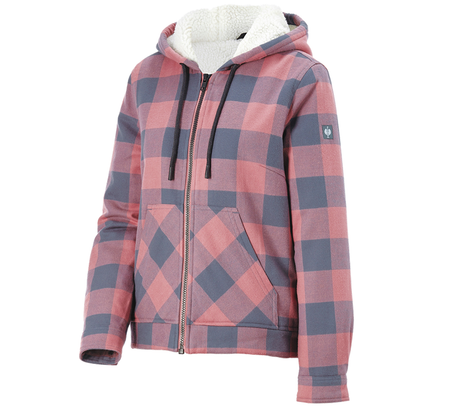 Primary image Check-hooded jacket e.s.iconic, ladies' quartz pink/oxidblue