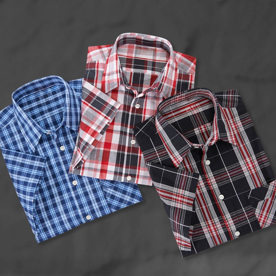 Detailed image Short sleeved shirt Lübeck, extra long navy/azure/royalblue