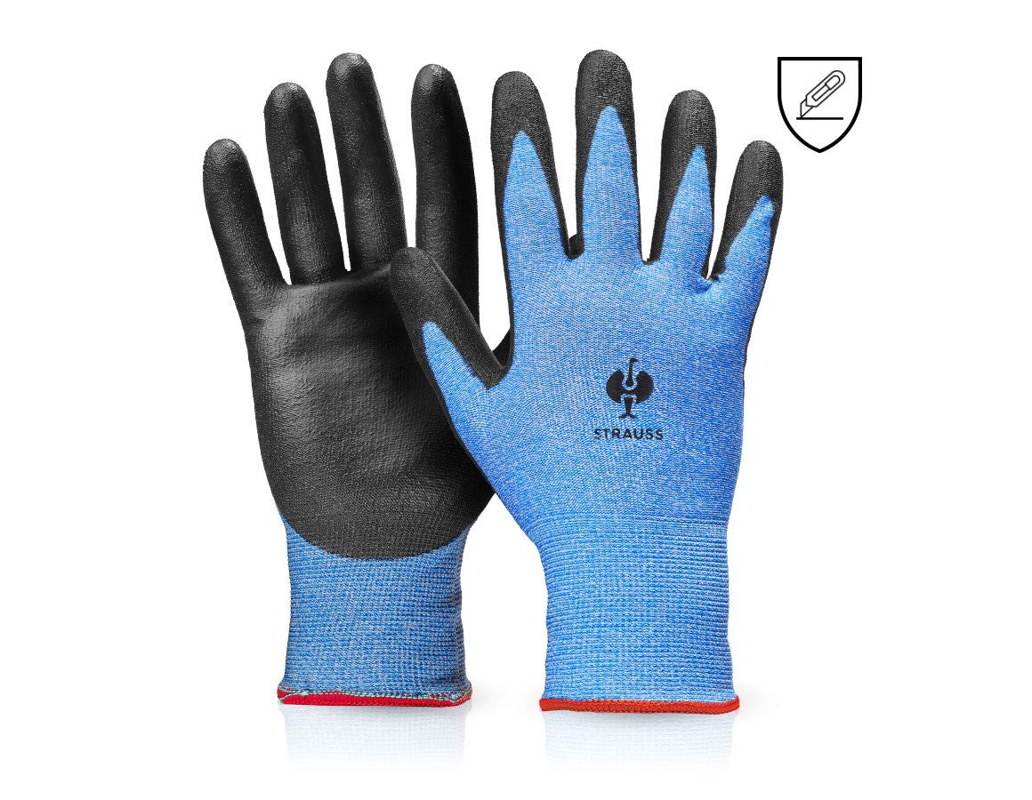 Primary image PU cut protection gloves, Comfort Skin, level B black/blue-melange