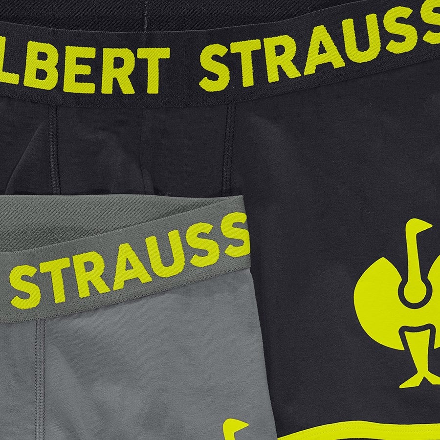 Detailed image Pants cotton stretch e.s.trail, pack of 2 black/acid yellow+basaltgrey/acid yellow