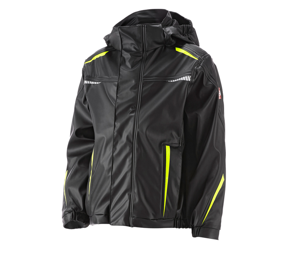 Primary image Rain jacket e.s.motion 2020 superflex, children's black/high-vis yellow/high-vis orange