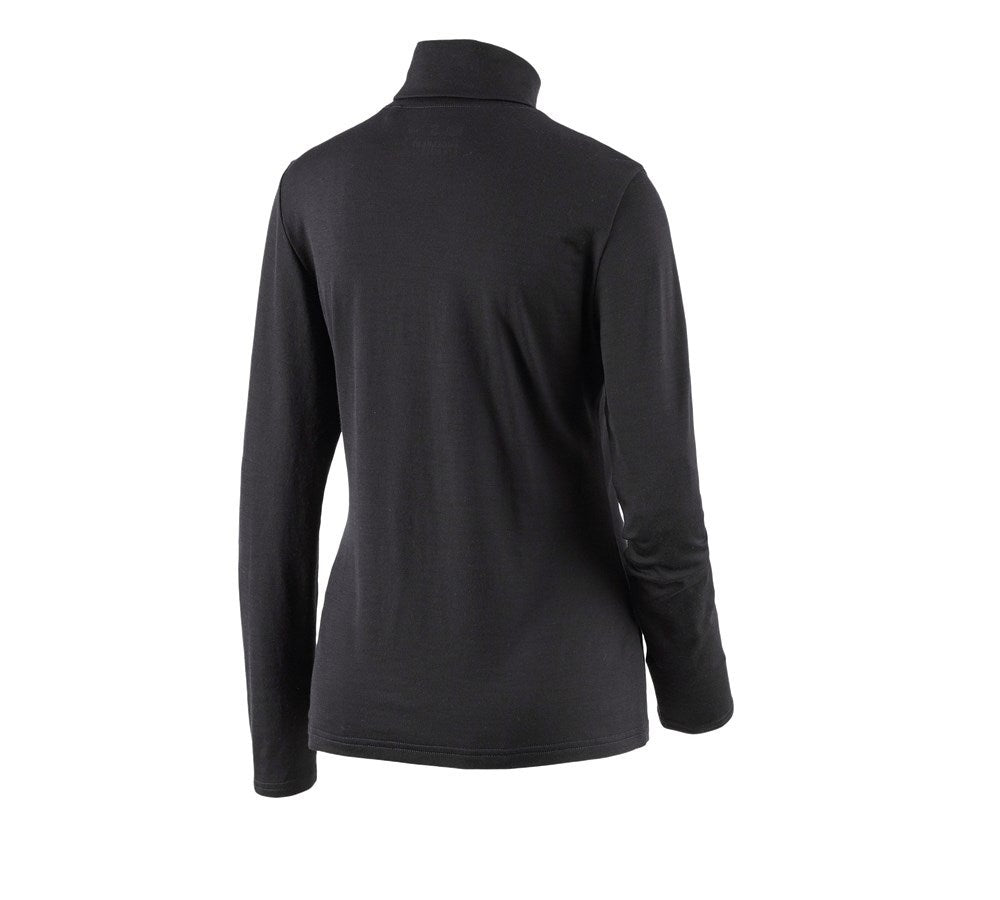 Secondary image Turtle neck shirt Merino e.s.trail, ladies' black/acid yellow