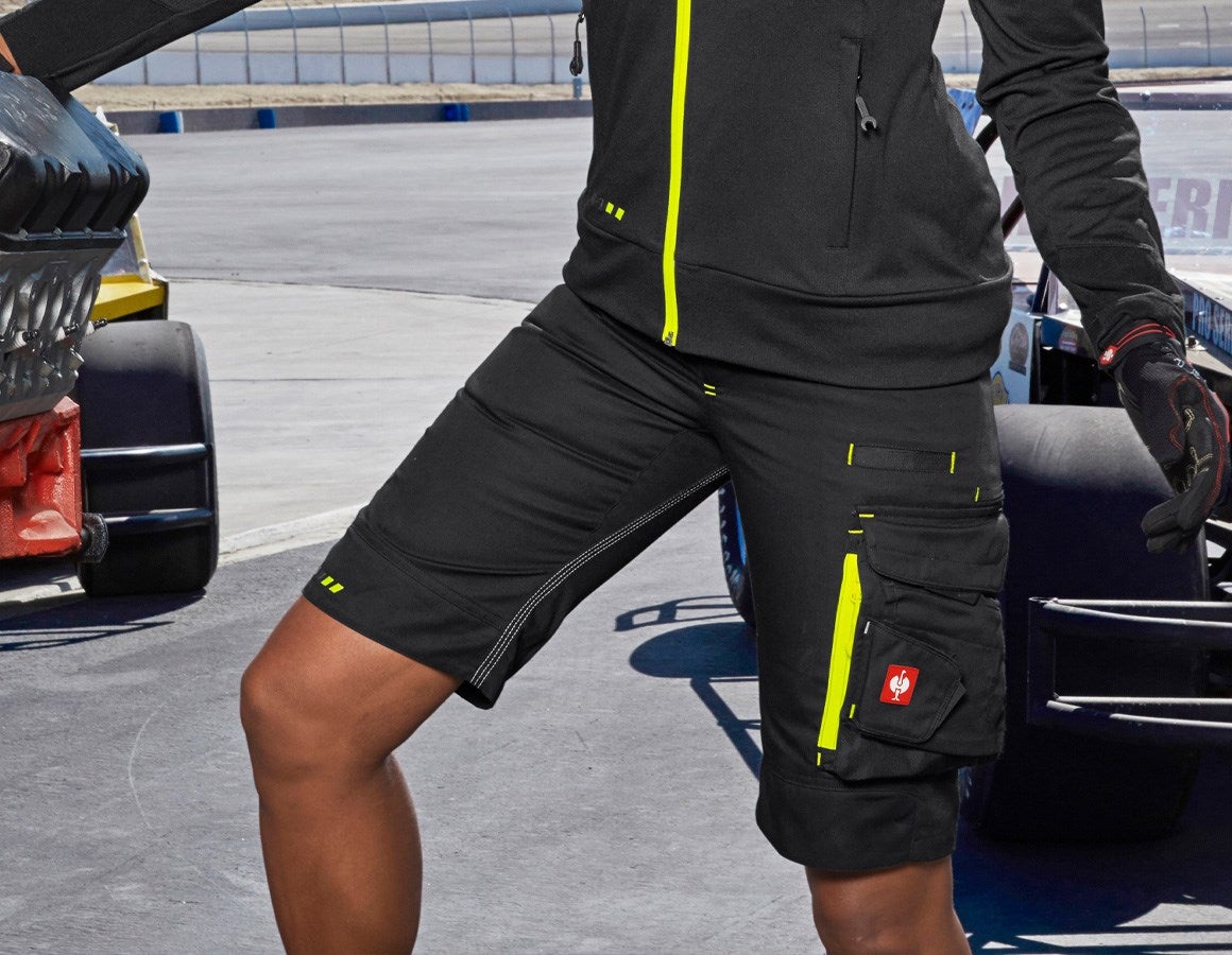 Main action image Shorts e.s.motion 2020, ladies' black/high-vis yellow/high-vis orange