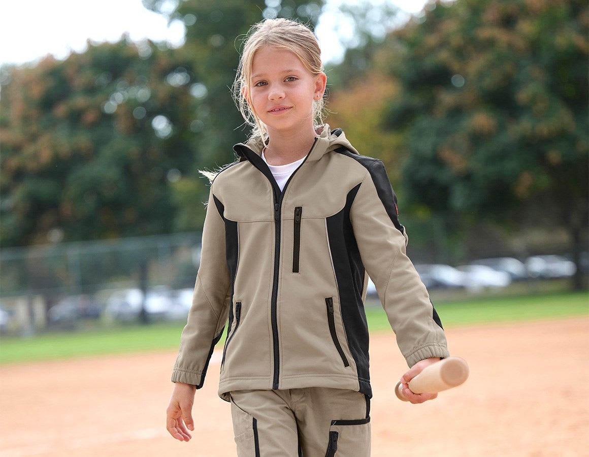 Main action image Softshell jacket e.s.vision, children’s clay/black