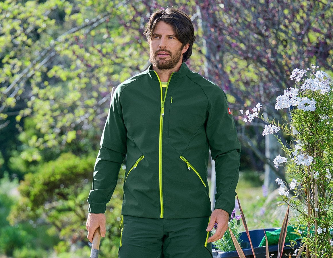 Main action image Softshell jacket e.s.ambition green/high-vis yellow