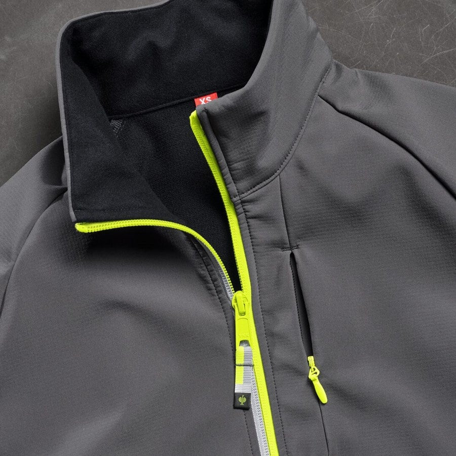 Detailed image Softshell jacket e.s.ambition, ladies' anthracite/high-vis yellow