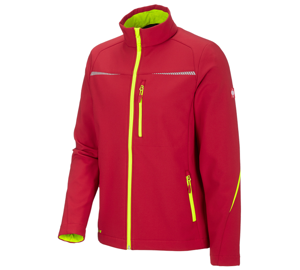 Primary image Softshell jacket e.s.motion 2020 fiery red/high-vis yellow