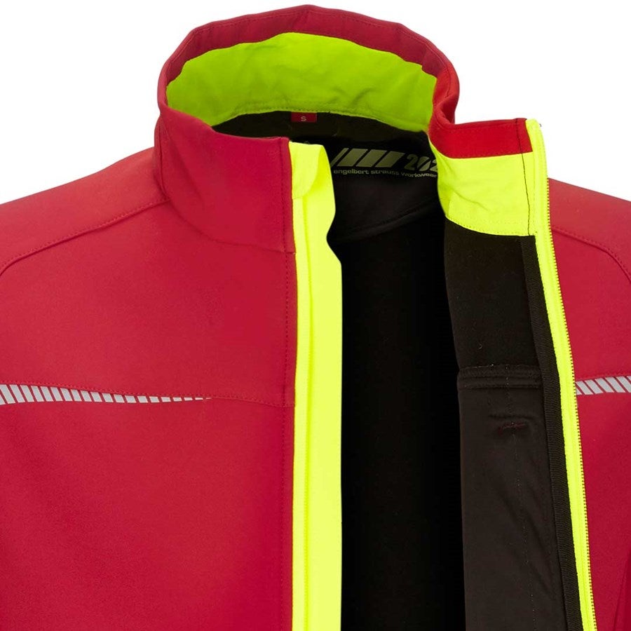 Detailed image Softshell jacket e.s.motion 2020 fiery red/high-vis yellow