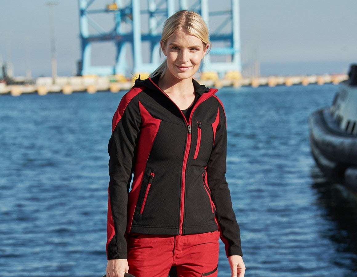 Main action image Softshell jacket e.s.vision, ladies' black/red