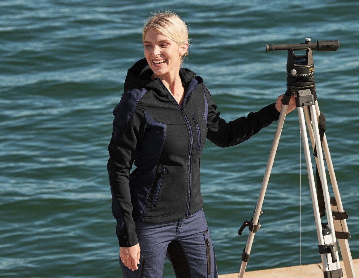 Main action image Softshell jacket e.s.vision, ladies' black/pacific