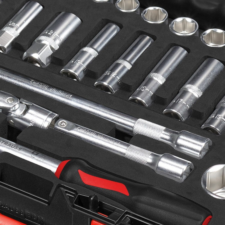 Detailed image Socket wrench set lockfix 1/2 in STRAUSSbox midi Midi