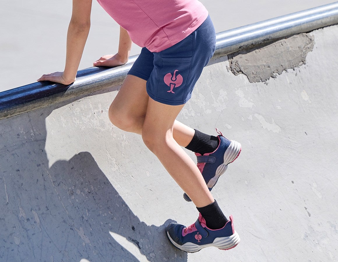 Main action image Sweat short light e.s.trail, children's deepblue/tarapink