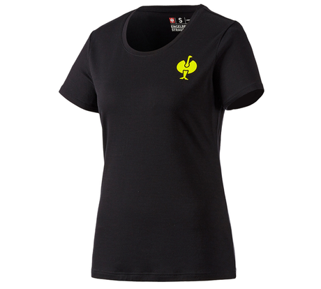 Primary image T-Shirt Merino e.s.trail, ladies' black/acid yellow