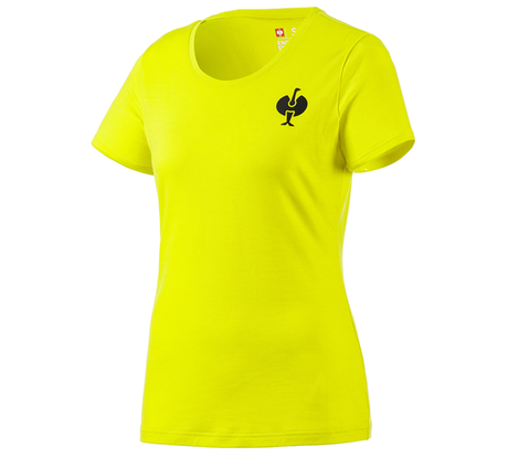 Primary image T-Shirt Merino e.s.trail, ladies' acid yellow/black