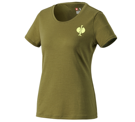 Primary image T-Shirt Merino e.s.trail, ladies' junipergreen/limegreen