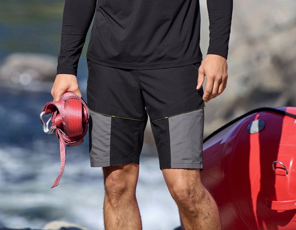 Main action image Trekking swim shorts e.s.trail black/anthracite/high-vis orange/high-vis yellow