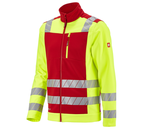 Primary image High-vis softshell jacket e.s.motion 24/7 red/high-vis yellow